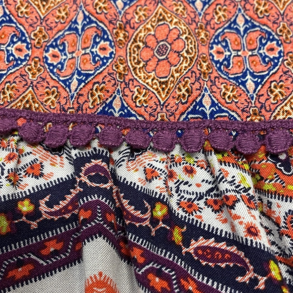 Mossimo Supply Co Boho Spaghetti Strap Paisley Floral Crochet Trim Dress XL - Picture 12 of 16
